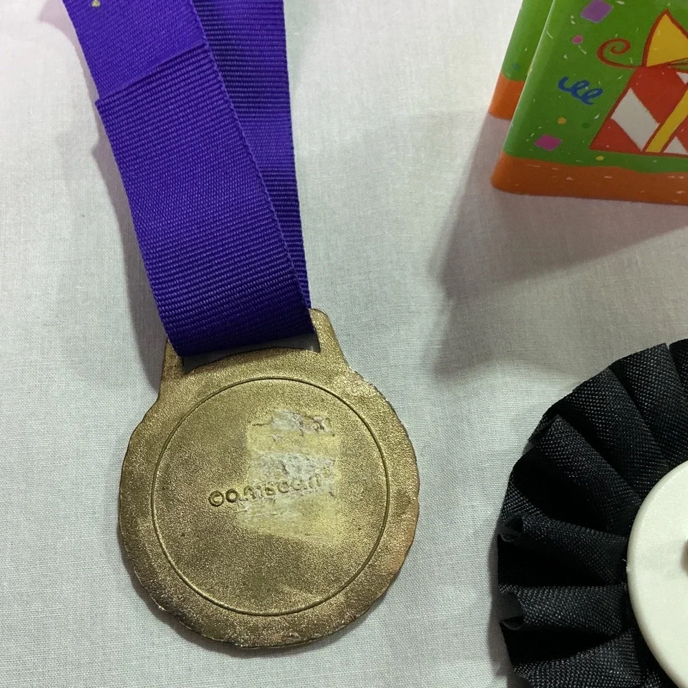 50th Birthday Over the Hill Medal Pin Mini Book Party Favor Set Used